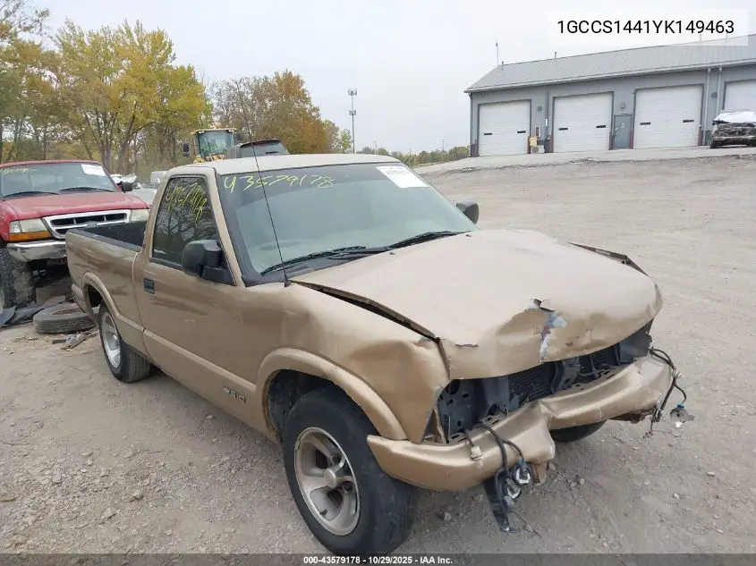 1GCCS1441YK149463 2000 Chevrolet S-10 Ls