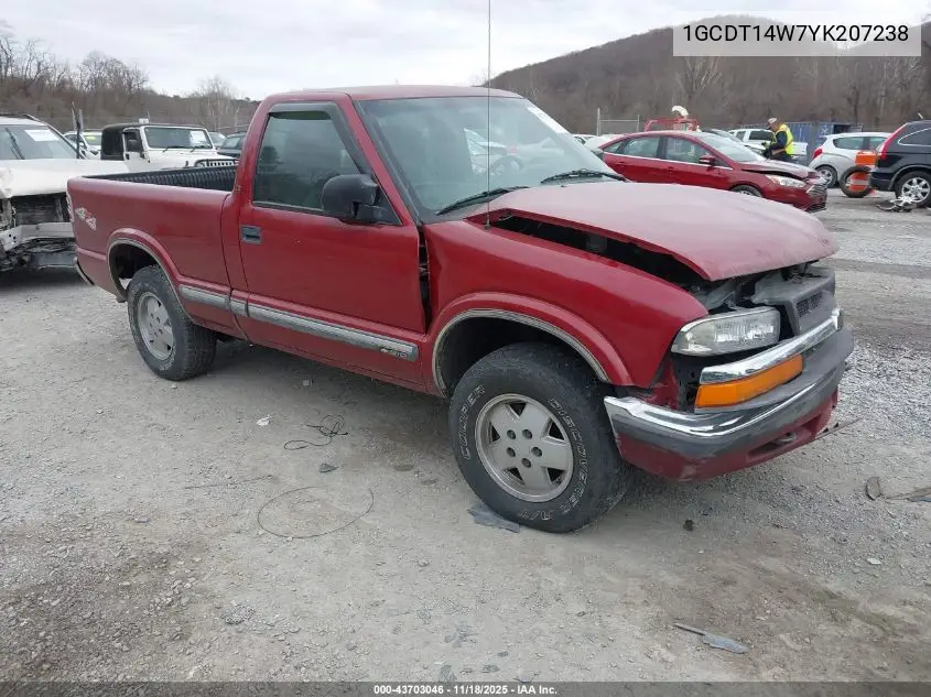 1GCDT14W7YK207238 2000 Chevrolet S-10 Ls