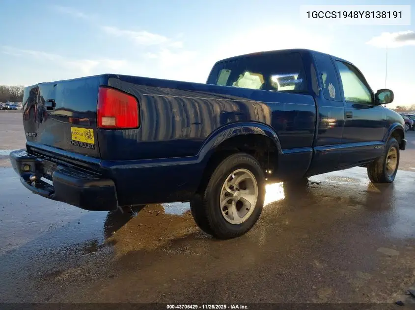 1GCCS1948Y8138191 2000 Chevrolet S-10 Ls