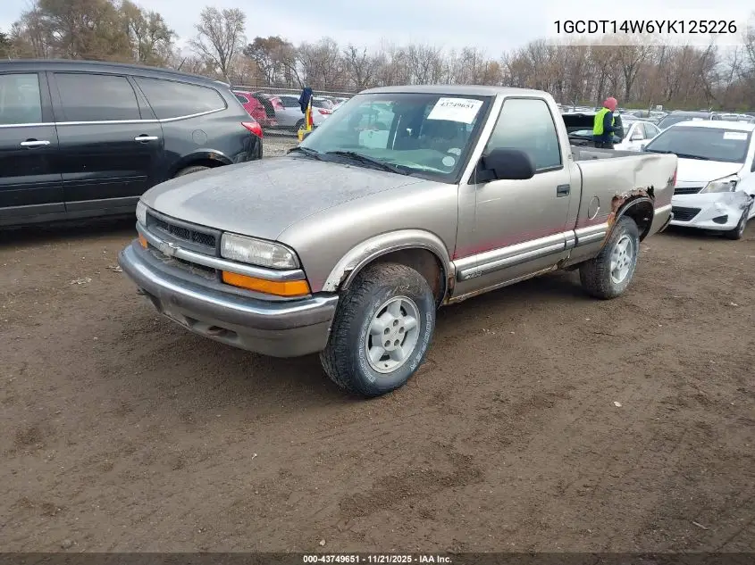 1GCDT14W6YK125226 2000 Chevrolet S-10 Ls