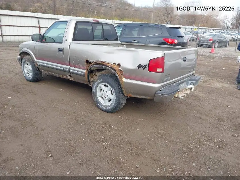 1GCDT14W6YK125226 2000 Chevrolet S-10 Ls
