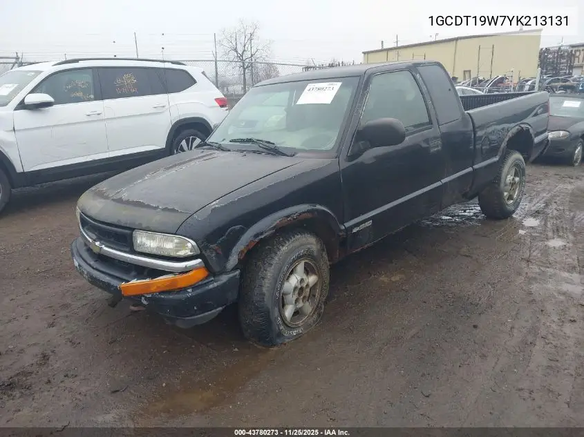 1GCDT19W7YK213131 2000 Chevrolet S-10 Ls