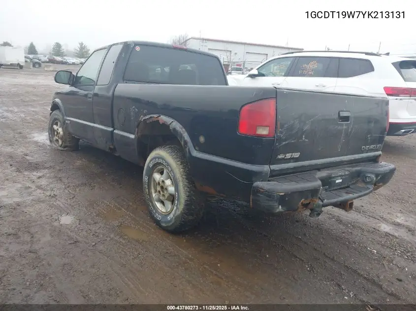 1GCDT19W7YK213131 2000 Chevrolet S-10 Ls