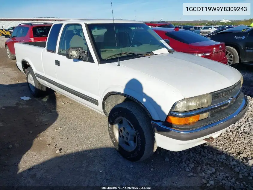1GCDT19W9Y8309243 2000 Chevrolet S-10 Ls