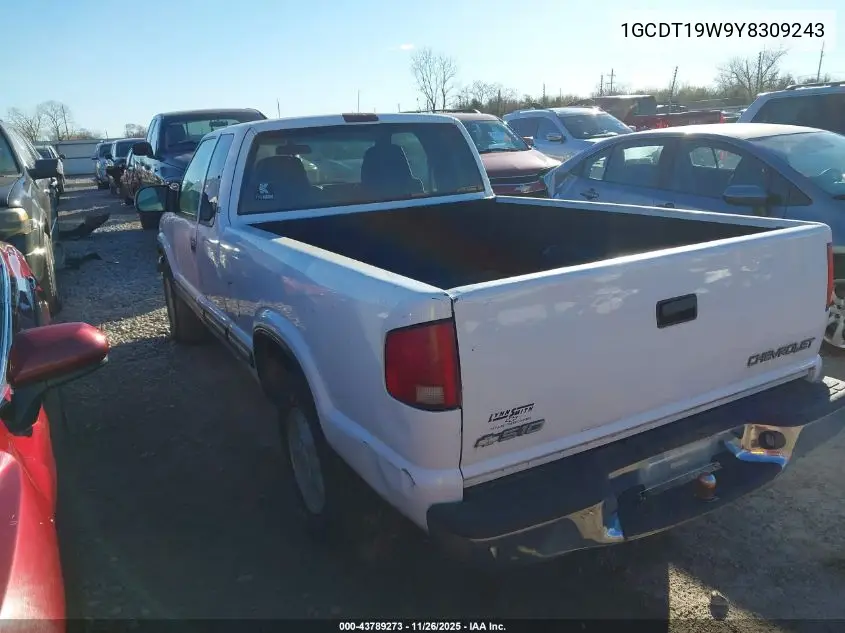 1GCDT19W9Y8309243 2000 Chevrolet S-10 Ls
