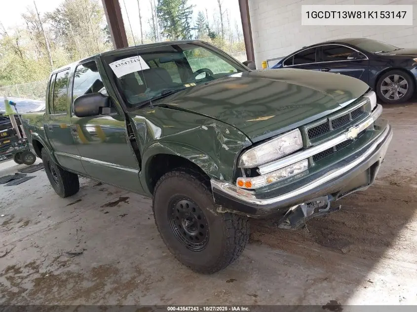 1GCDT13W81K153147 2001 Chevrolet S-10 Ls