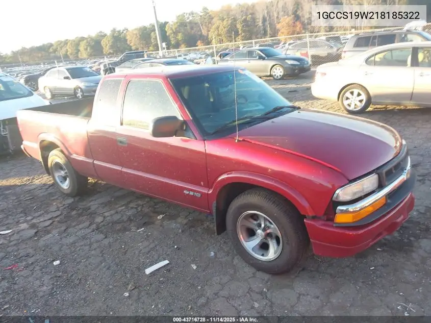1GCCS19W218185322 2001 Chevrolet S-10 Ls