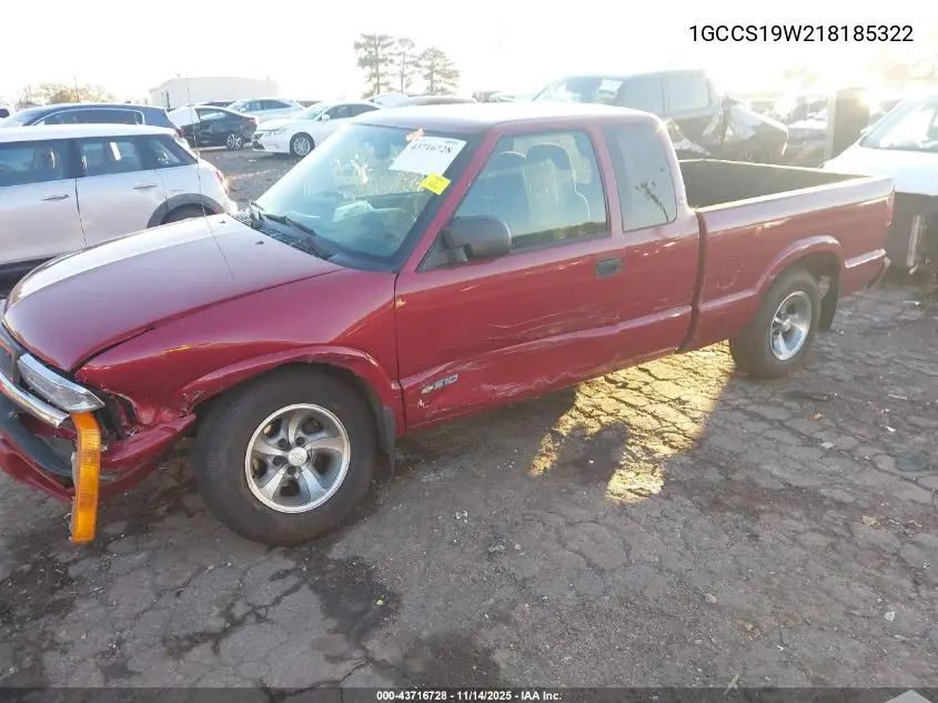 1GCCS19W218185322 2001 Chevrolet S-10 Ls