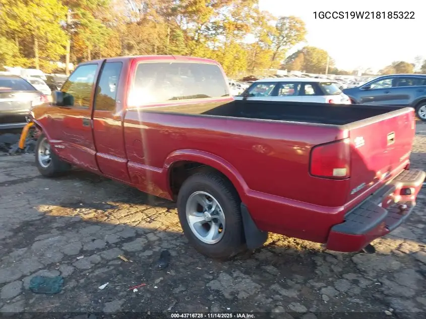 1GCCS19W218185322 2001 Chevrolet S-10 Ls