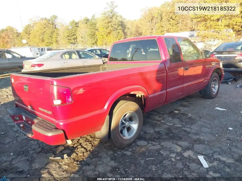 1GCCS19W218185322 2001 Chevrolet S-10 Ls
