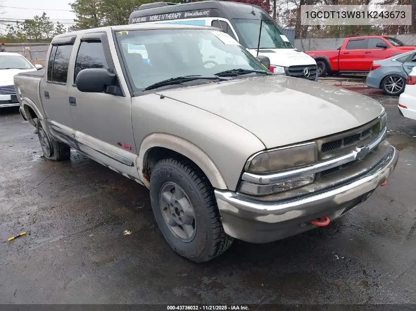 1GCDT13W81K243673 2001 Chevrolet S-10 Ls
