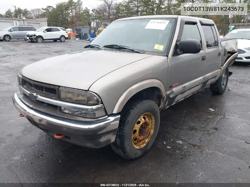 1GCDT13W81K243673 2001 Chevrolet S-10 Ls