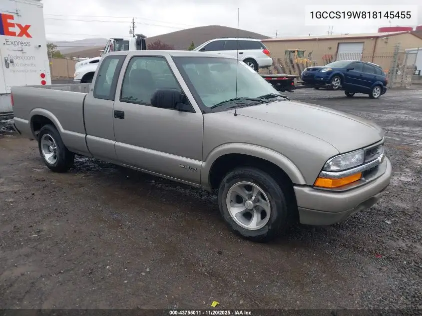 1GCCS19W818145455 2001 Chevrolet S-10 Ls