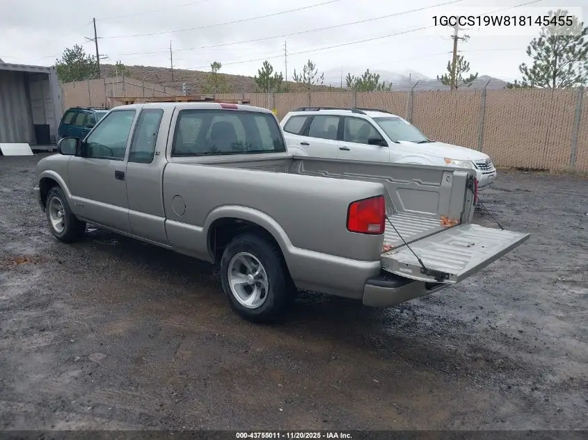 1GCCS19W818145455 2001 Chevrolet S-10 Ls