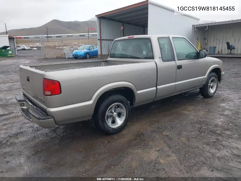1GCCS19W818145455 2001 Chevrolet S-10 Ls
