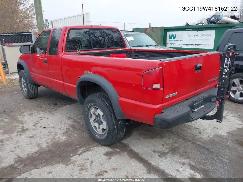 1GCCT19W418162122 2001 Chevrolet S-10 Ls
