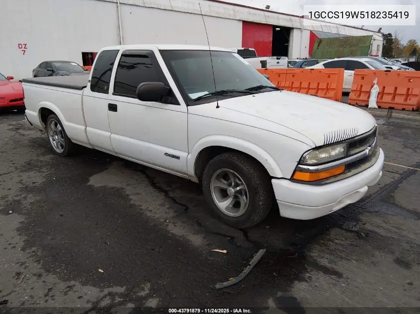1GCCS19W518235419 2001 Chevrolet S-10 Ls