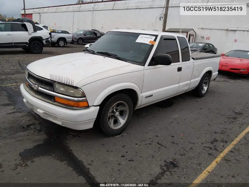 1GCCS19W518235419 2001 Chevrolet S-10 Ls