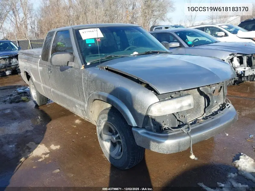 2001 Chevrolet S-10 Ls VIN: 1GCCS19W618183170 Lot: 43796671