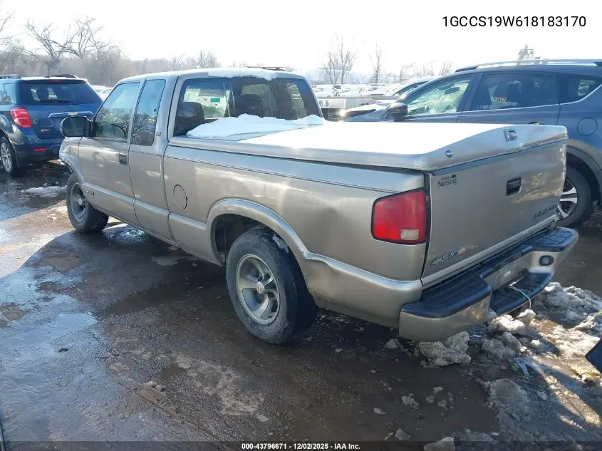 2001 Chevrolet S-10 Ls VIN: 1GCCS19W618183170 Lot: 43796671