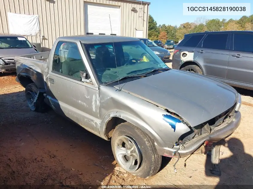 1GCCS145828190038 2002 Chevrolet S-10