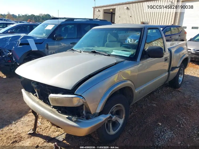 1GCCS145828190038 2002 Chevrolet S-10