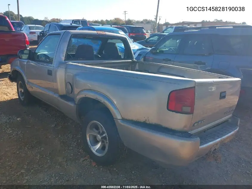 1GCCS145828190038 2002 Chevrolet S-10