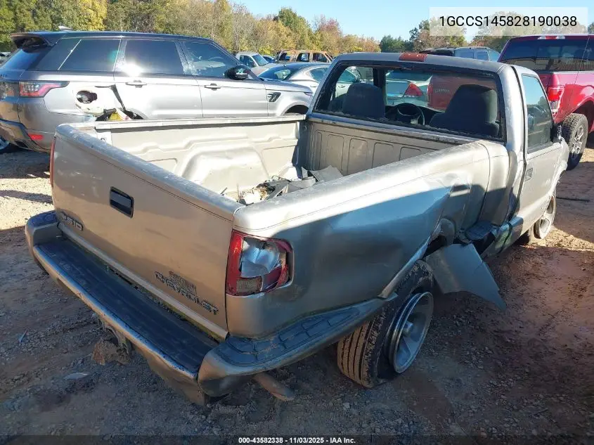 1GCCS145828190038 2002 Chevrolet S-10
