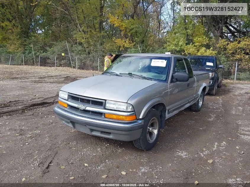 1GCCS19W328152427 2002 Chevrolet S-10 Ls