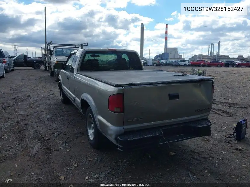 1GCCS19W328152427 2002 Chevrolet S-10 Ls