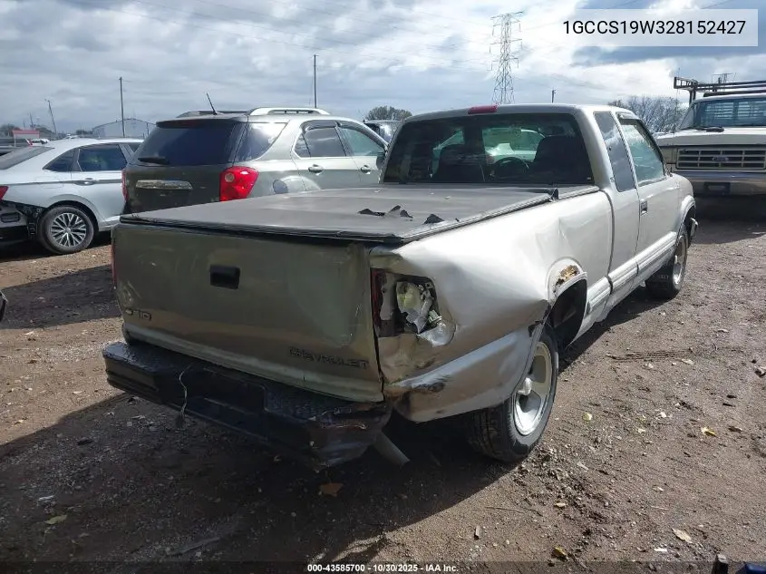 1GCCS19W328152427 2002 Chevrolet S-10 Ls