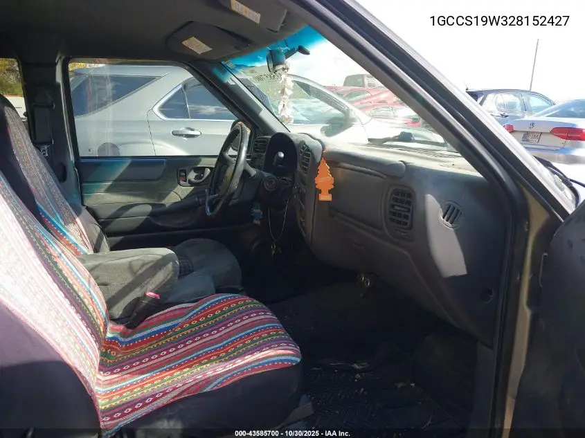 1GCCS19W328152427 2002 Chevrolet S-10 Ls