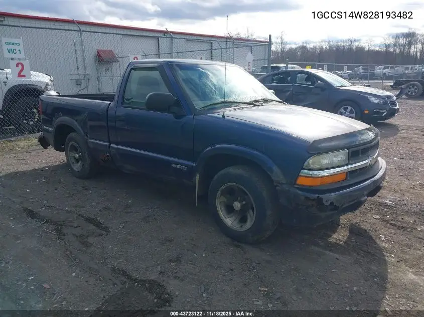 1GCCS14W828193482 2002 Chevrolet S-10 Ls