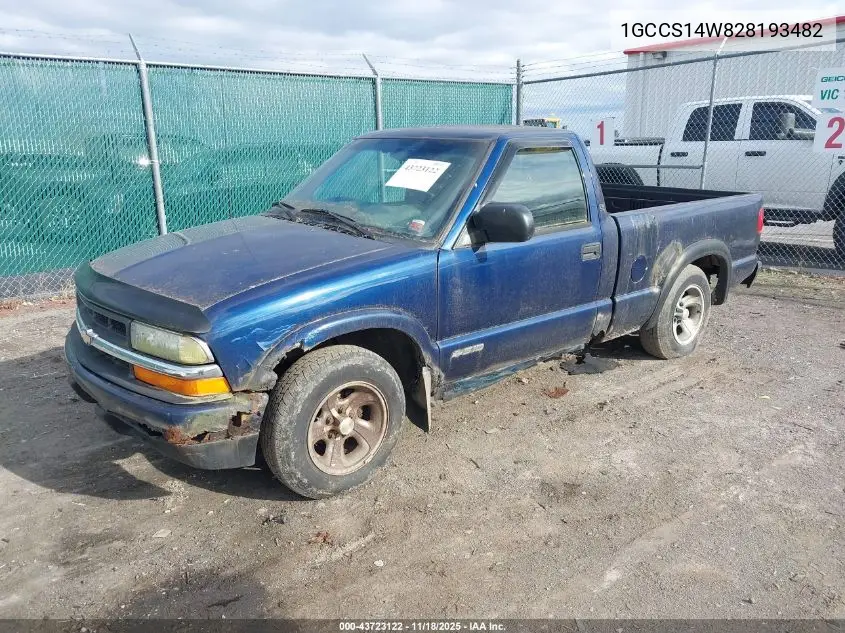 1GCCS14W828193482 2002 Chevrolet S-10 Ls