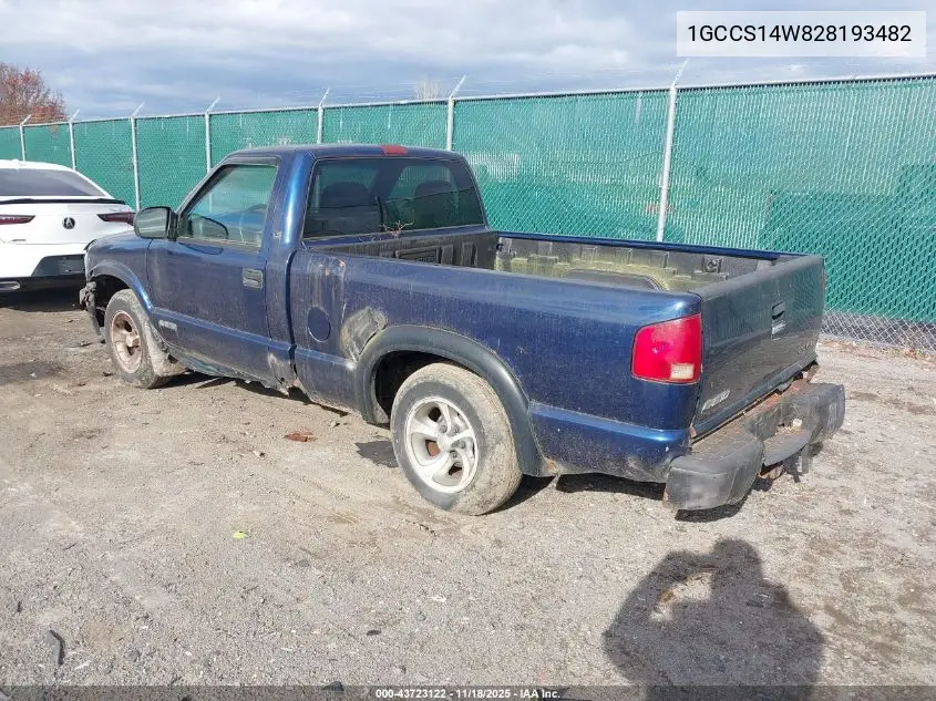 1GCCS14W828193482 2002 Chevrolet S-10 Ls