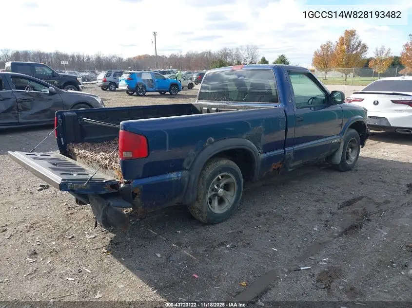 1GCCS14W828193482 2002 Chevrolet S-10 Ls