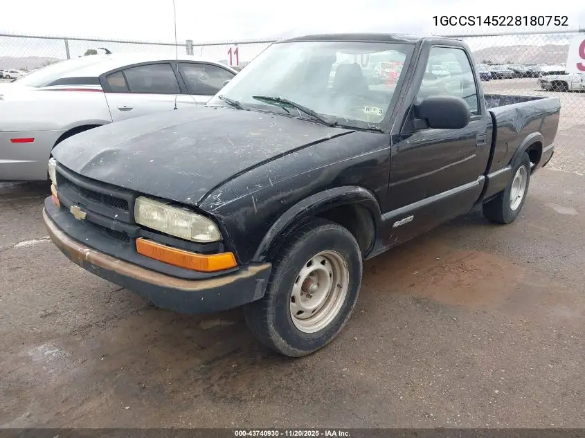 1GCCS145228180752 2002 Chevrolet S-10