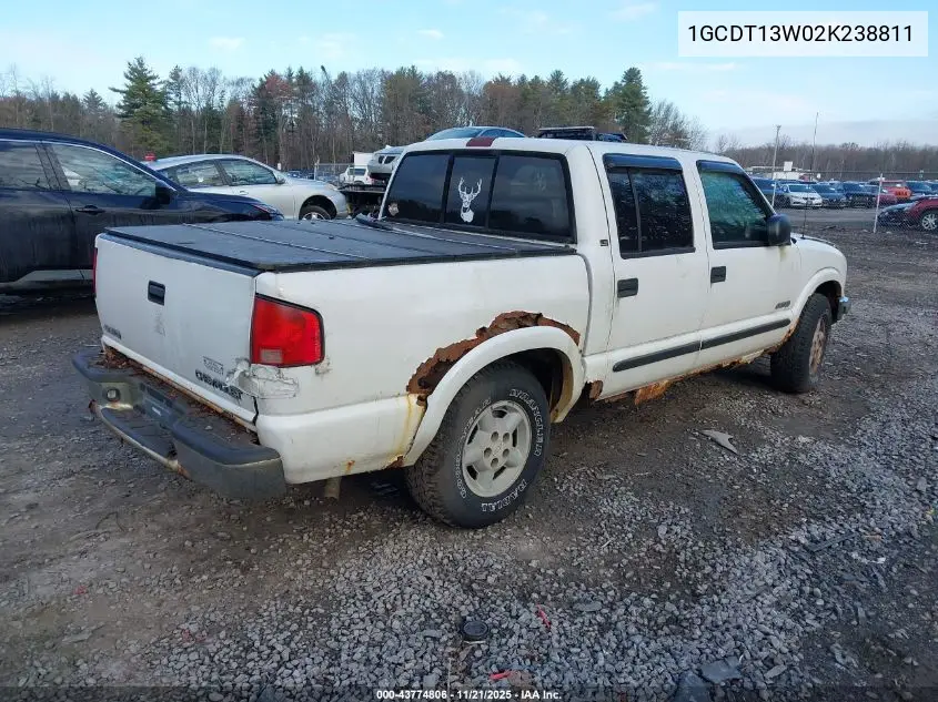 1GCDT13W02K238811 2002 Chevrolet S-10 Ls