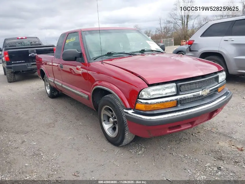 1GCCS19W528259625 2002 Chevrolet S-10 Ls