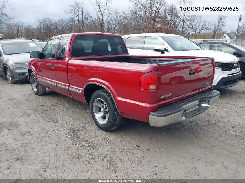1GCCS19W528259625 2002 Chevrolet S-10 Ls