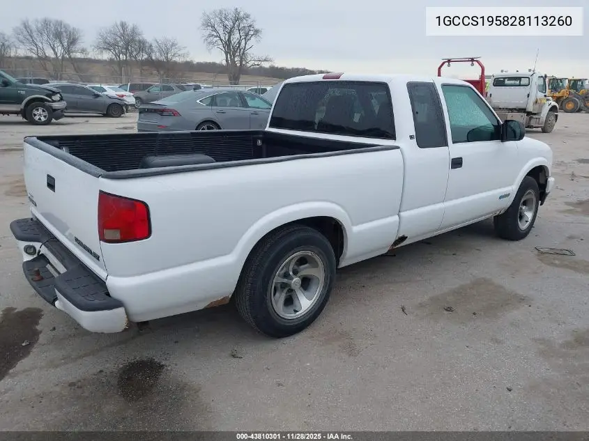 1GCCS195828113260 2002 Chevrolet S-10 Ls