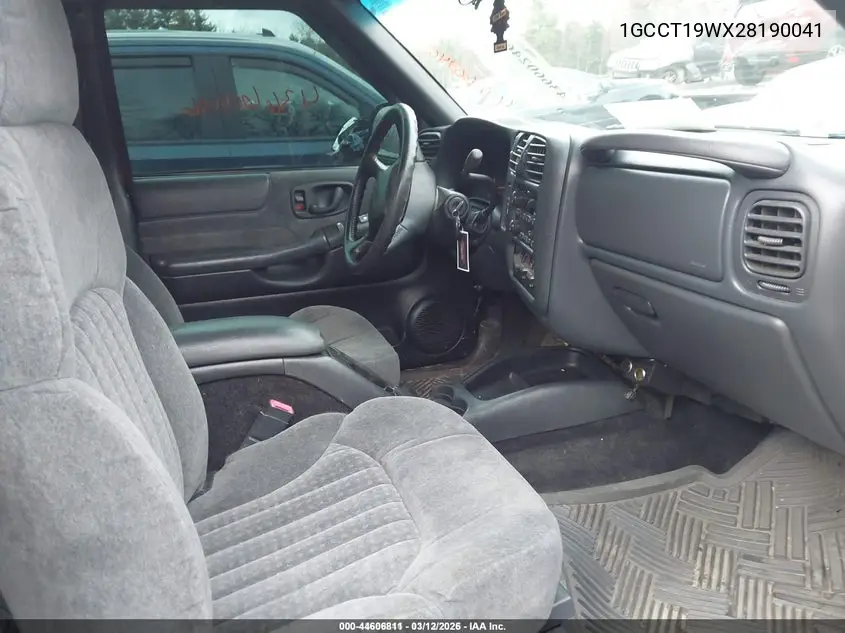 1GCCT19WX28190041 2002 Chevrolet S-10 Ls