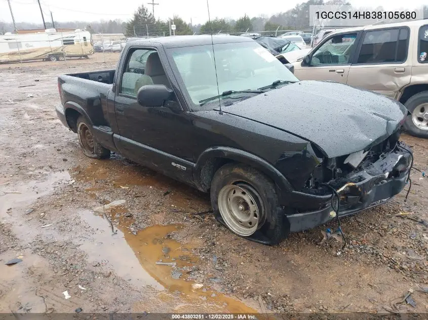 2003 Chevrolet S-10 Ls VIN: 1GCCS14H838105680 Lot: 43803251