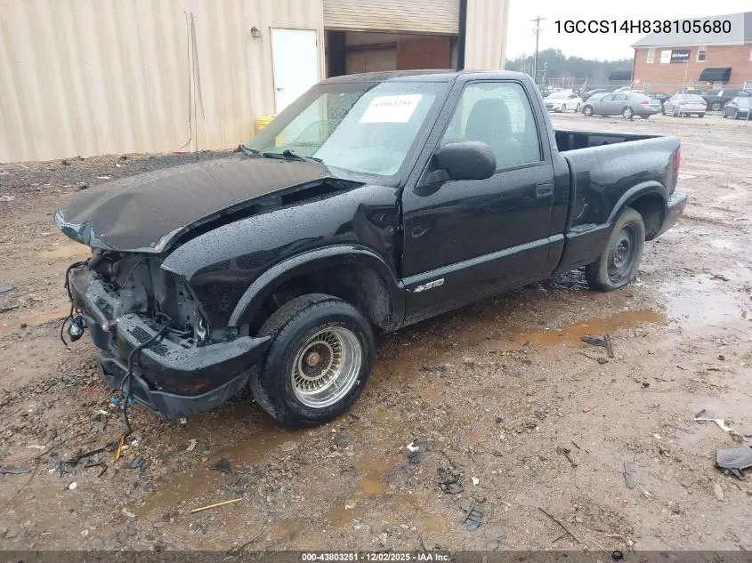 2003 Chevrolet S-10 Ls VIN: 1GCCS14H838105680 Lot: 43803251