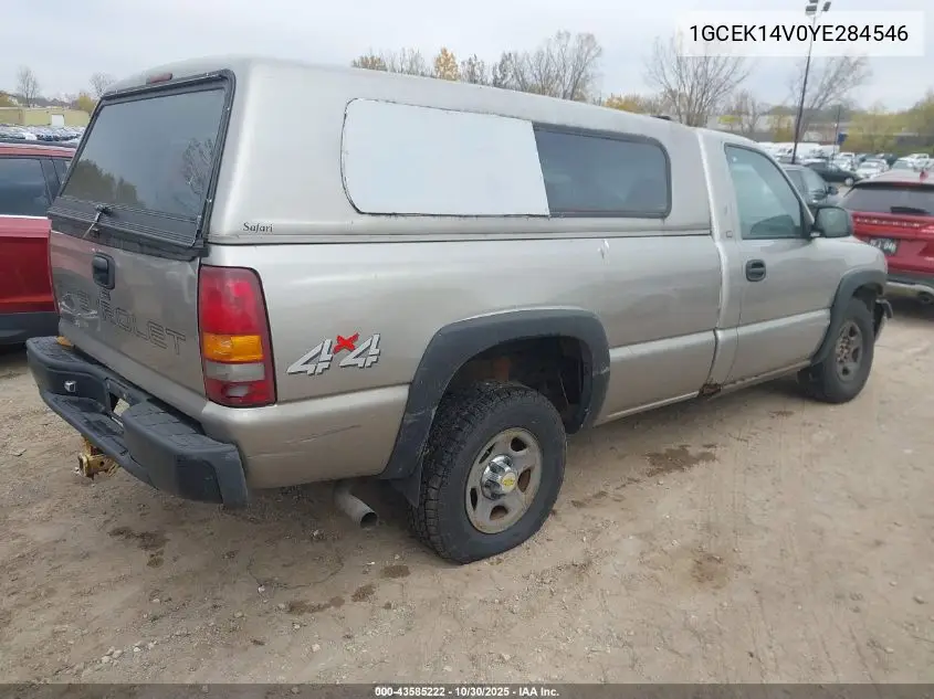 1GCEK14V0YE284546 2000 Chevrolet Silverado 1500