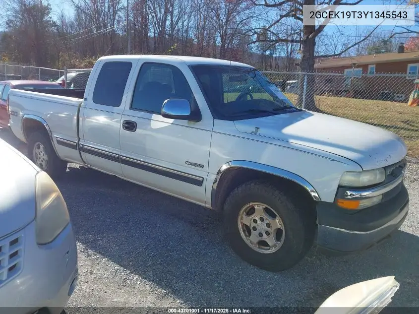 2GCEK19T3Y1345543 2000 Chevrolet Silverado 1500 Ls