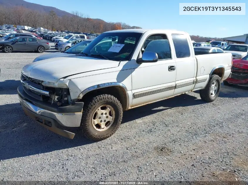 2GCEK19T3Y1345543 2000 Chevrolet Silverado 1500 Ls