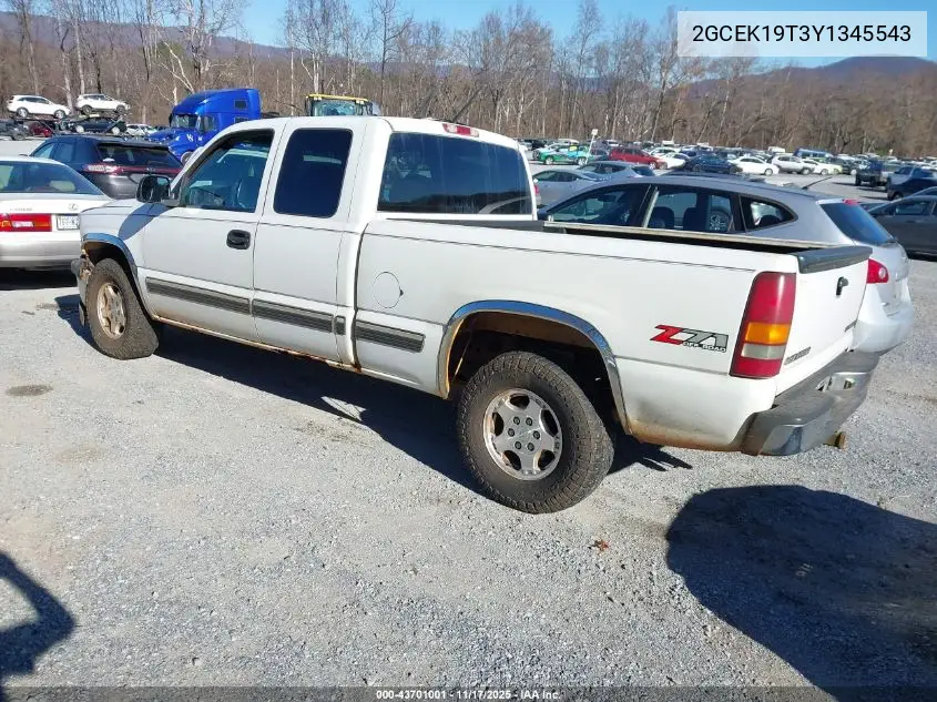 2GCEK19T3Y1345543 2000 Chevrolet Silverado 1500 Ls