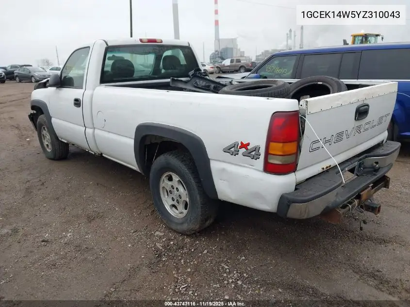 1GCEK14W5YZ310043 2000 Chevrolet Silverado 1500