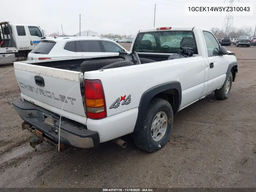 1GCEK14W5YZ310043 2000 Chevrolet Silverado 1500